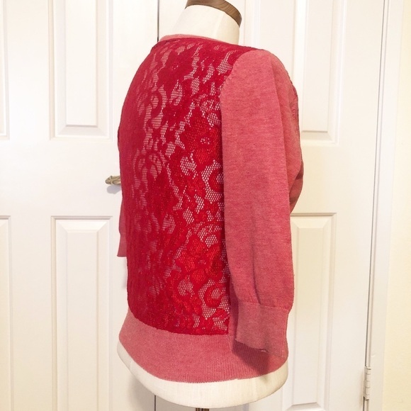 Marc Jacobs red lace cardigan rhinestone buttons 6 - Picture 5 of 13